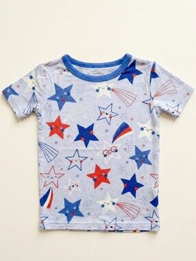 Little Sleepies Light Blue Star & Comet Tee with Navy Trim